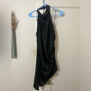 Asymmetrical Black Mini Dress